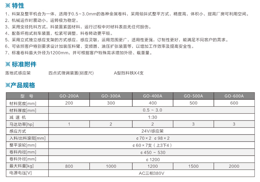 中板料架兼整平機GO-A